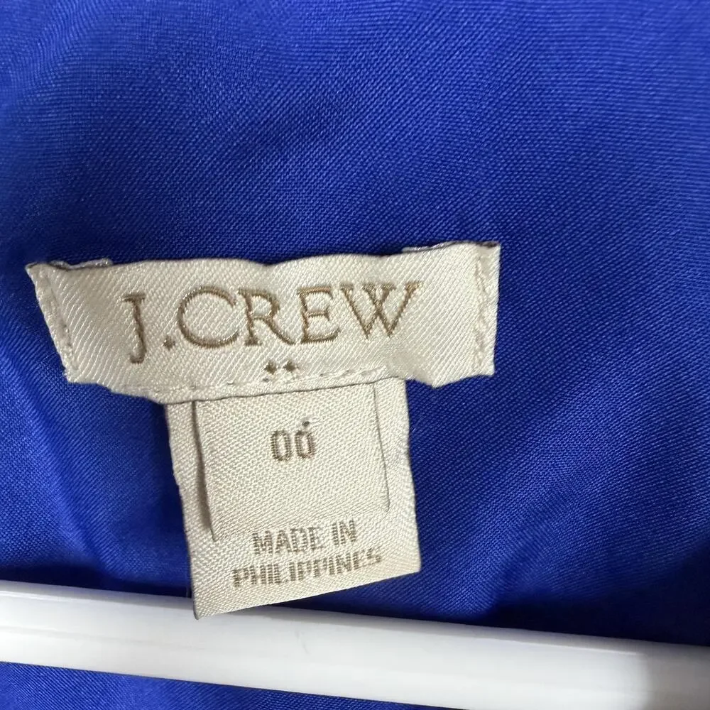 J Crew Shift Dress Size 00 Blue Wool Blend Scoop Neck Lined Quiet Luxury Chic